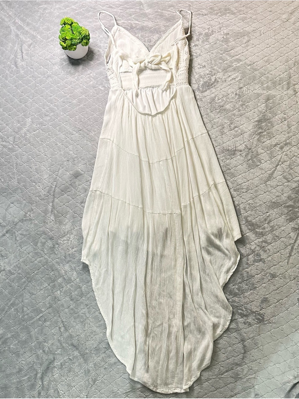 🤍 Cottagecore Boho High Low Lace Maxi Dress Streetwear Society XL - Picture 10 of 11